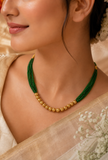 Emerald Green Multi-Strand Gold Beaded Necklace