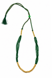 Emerald Green Multi-Strand Gold Beaded Necklace