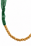 Emerald Green Multi-Strand Gold Beaded Necklace