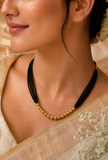 Black Multi-Strand Gold Beaded Necklace