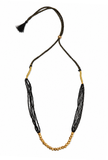 Black Multi-Strand Gold Beaded Necklace