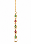 Emerald & Pink Gemstone Long Chain Earchain