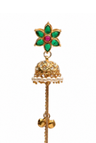 Kashmiri-Inspired Emerald Green Jhumka Long Dangler Earrings