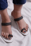 Onyx Black Knotted Cruelty Free Leather Sandals