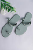 Powdered Blue Knotted Cruelty Free Leather Sandals