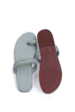 Powdered Blue Knotted Cruelty Free Leather Sandals
