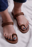 Caramel Brown Knotted Cruelty Free Leather Sandals