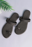Steel grey Knotted Cruelty Free Leather Sandals