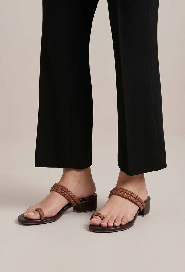 Coffee Brown Knotted Cruelty Free Leather Sandals