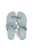 Ice Blue Knotted Cruelty Free Leather Sandals