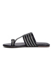 Black Knotted Cruelty Free Leather Kolhapuri Inspired