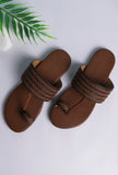 Caramel Brown Cruelty-Free Leather Kolhapuri Sandals