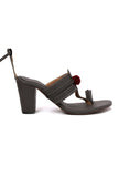 Chalk Grey Cruelty Free Leather Heels Sandals