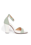 Mint Green Block Color Strap Cushion Padded Heels