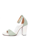Mint Green Block Color Strap Cushion Padded Heels