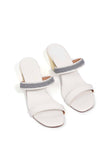 Laila Grey and White Strap Cushion Padded Heels