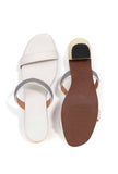 Laila Grey and White Strap Cushion Padded Heels