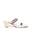 Laila Grey and White Strap Cushion Padded Heels