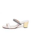 Laila Grey and White Strap Cushion Padded Heels