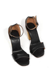 Pastel Black with Braided Golden Strap Cushion Padded Heels