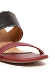 Cruelty-Free Leather Heels – Red & Black Strap Design