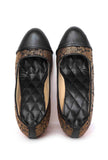 Black Brocade Heels with Pink Brocade Block Heels
