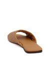 Caramel Brown Quilted Cruelty Free Leather Sliders