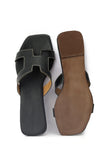 Boho Black Cruelty Free Leather Sliders