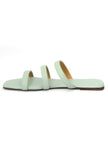 Mint Green Three Strap Cruelty Free Leather Flats