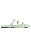 Mint Green Three Strap Cruelty Free Leather Flats