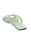 Mint Green Three Strap Cruelty Free Leather Flats