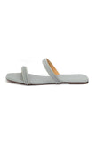 Pastel Grey Braided Cruelty Free Leather Sliders