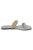 Pastel Grey Braided Cruelty Free Leather Sliders