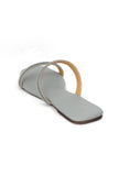 Pastel Grey Braided Cruelty Free Leather Sliders
