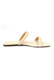 Creamy White Cruelty Free Leather Sliders