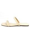 Creamy White Cruelty Free Leather Sliders