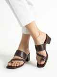 Umber Brown Cruelty Free Leather Strap Heels