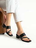 Onyx Black Cruelty-Free Leather Block Heels