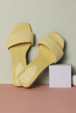 Lemon Yellow Braided Cruelty Free Leather Heels