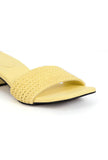 Lemon Yellow Braided Cruelty Free Leather Heels
