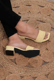Lemon yellow braided cruelty-free leather heels for women by Saagah by Tjori – handcrafted ethnic fusion footwear