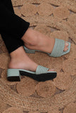 Teal mint cruelty-free leather heels for women for everyday and festive occasions by Saagah