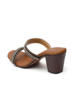 Umber Brown Chain Cruelty-Free Leather Heels