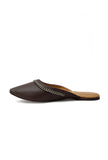 Wood Brown Chain Cruelty-Free Leather Mules
