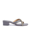 Steel Blue Criss Cross Cruelty-Free leather Heels