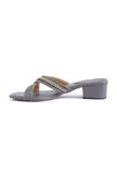 Steel Blue Criss Cross Cruelty-Free leather Heels