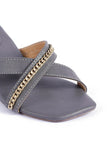 Steel Blue Criss Cross Cruelty-Free leather Heels