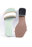 Ice Blue and White Gold Chain Cruelty-Free Leather Heels