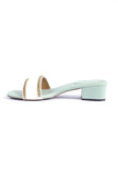 Ice Blue and White Gold Chain Cruelty-Free Leather Heels