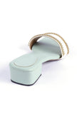 Ice Blue and White Gold Chain Cruelty-Free Leather Heels